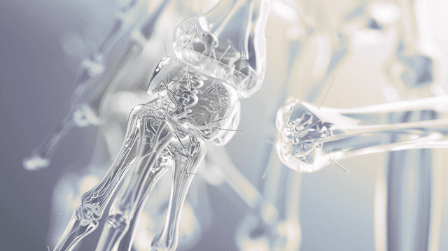 Anatomical fascia visualization rendered as translucent glass