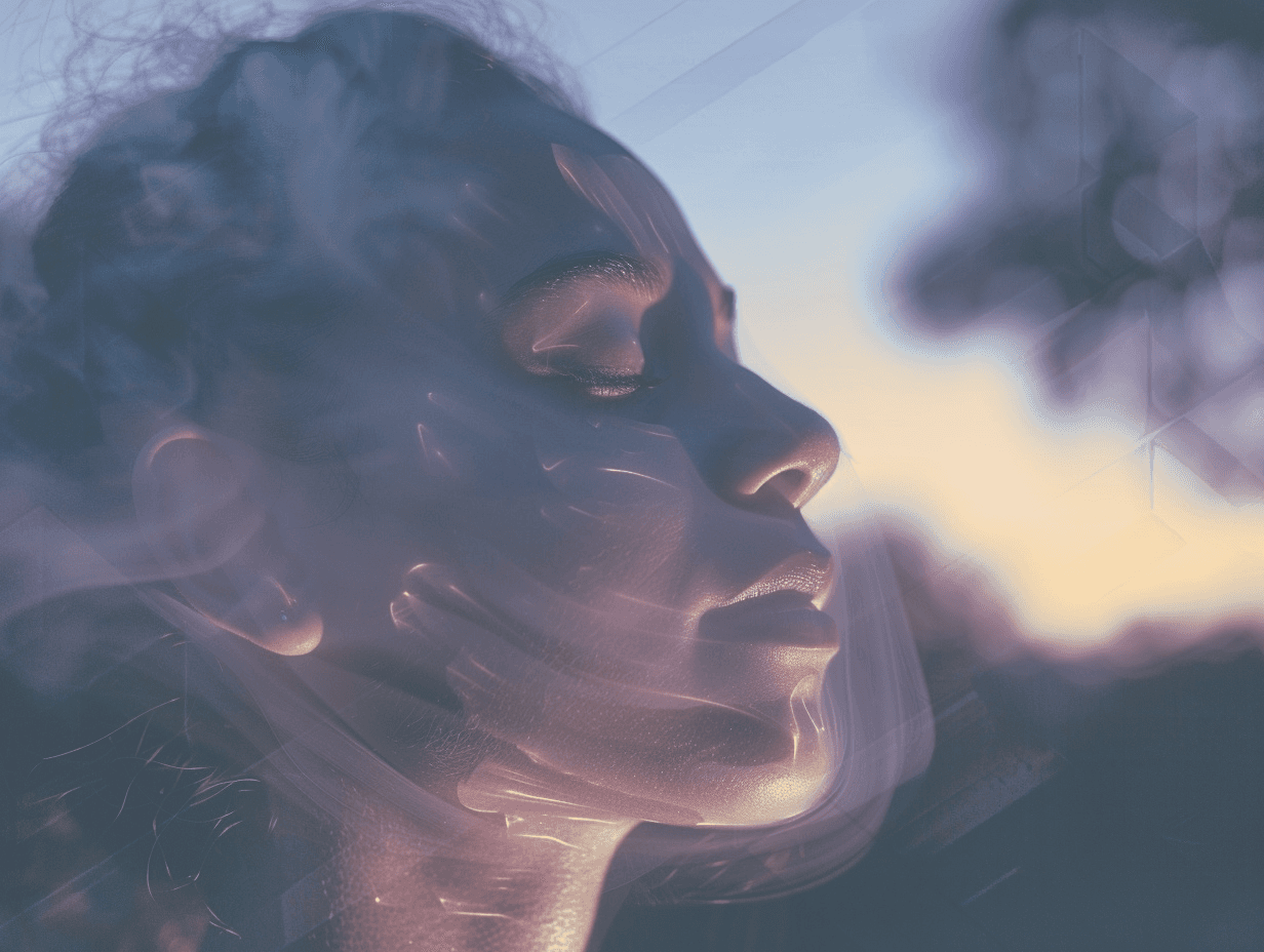 Portrait of Brooke McPoyle merged with sky and atmospheric light